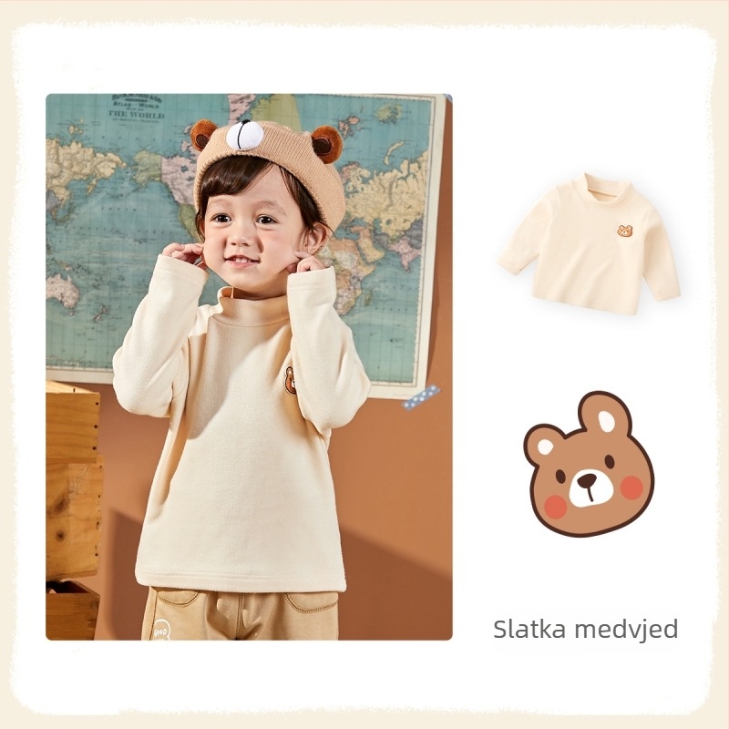 Dječji pamučni bazni top s dugim rukavima, unisex, za 1-3 godine, 80-100 cm, toplo unutarnje nošenje za proljeće i jesen, 95% pamuk