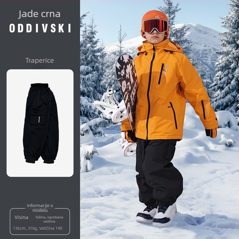 oddivski Dječje skijaške hlače za dječake i djevojčice, vodootporne 20000 mm, otporne na vjetar, prozračne, 3L najlon tkanina s poliesterom podstava
