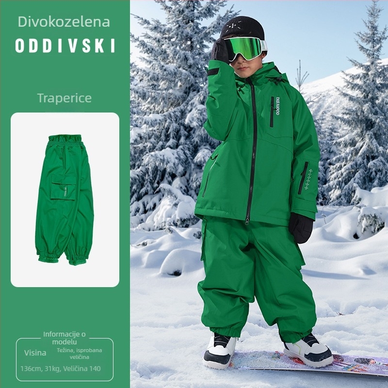 oddivski Dječje skijaške hlače za dječake i djevojčice, vodootporne 20000 mm, otporne na vjetar, prozračne, 3L najlon tkanina s poliesterom podstava