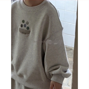 Unisex dječji set s korejskim stilom za proleće i jesen, višedjelni set, 100% poliester, dugi rukavi