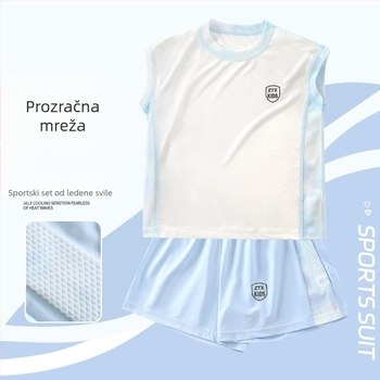 Dječji ljetni brzo-sušı sportski komplet s UPF50+ zaštitom od sunca, kratkim rukavima i šorcima, za dob 3–8 godina