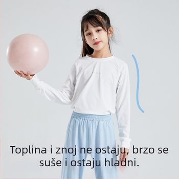 Dječje brzo sušeće sportsko T‑majica s kružnim izrezom, Ice-Silk hlađenje, najlonska mješavina, ljeto, za uzrast 3–8 godina