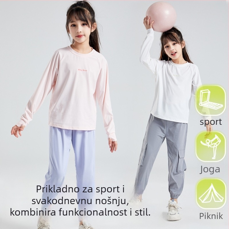 Dječje brzo sušeće sportsko T‑majica s kružnim izrezom, Ice-Silk hlađenje, najlonska mješavina, ljeto, za uzrast 3–8 godina