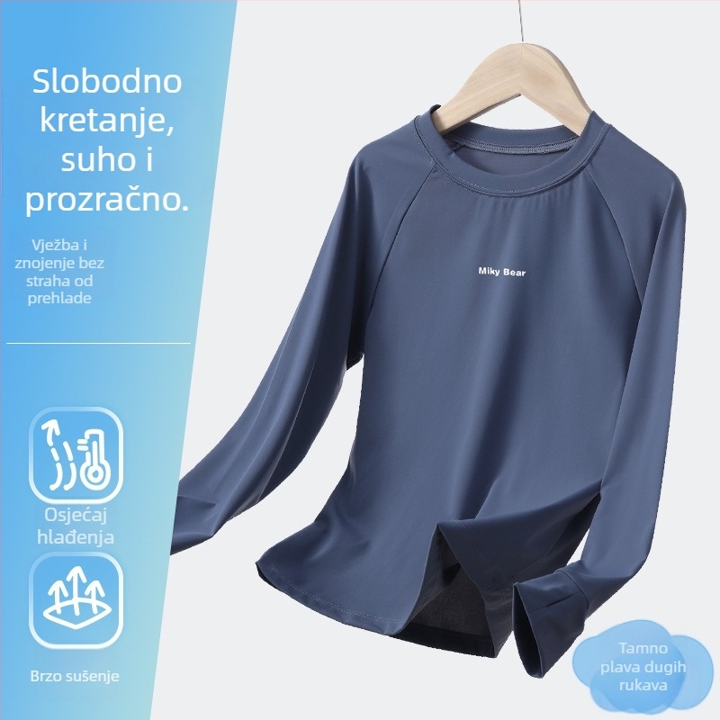 Dječje brzo sušeće sportsko T‑majica s kružnim izrezom, Ice-Silk hlađenje, najlonska mješavina, ljeto, za uzrast 3–8 godina