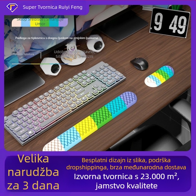 Mala silikonska podmetač za zglob za tipkovnicu, jednostrana, s podrškom, metalna preša, ispisan logo, model J446/J447