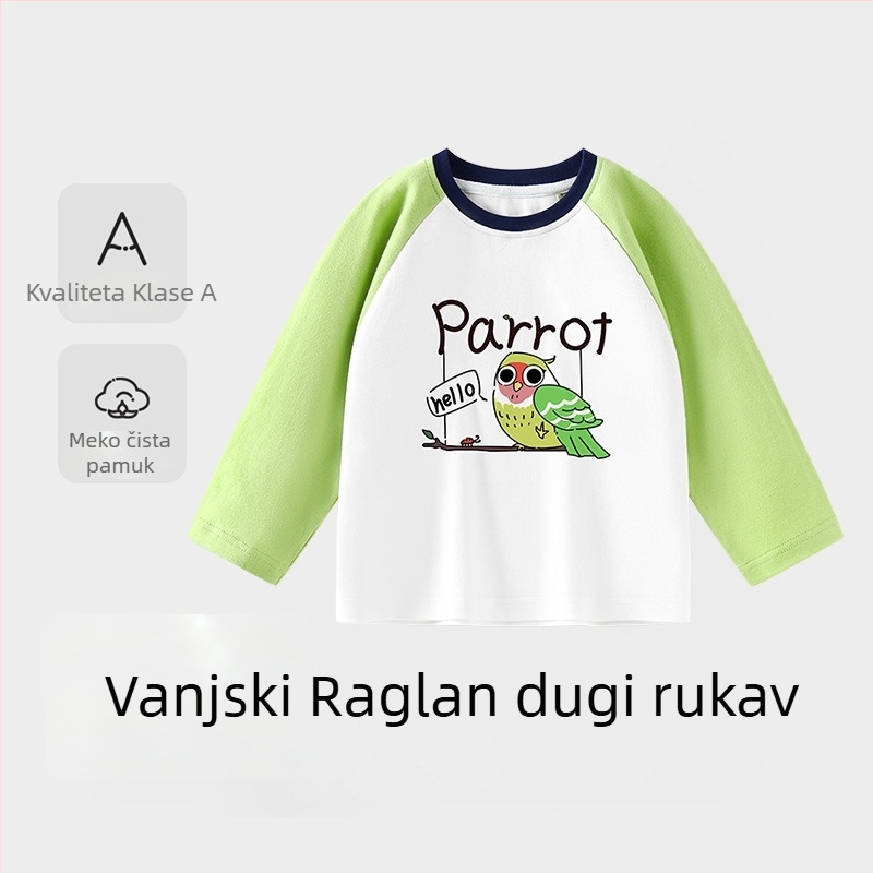 Dječje majice s dugim rukavima i okruglim izrezom, 100% pamuk, za uzrast 3–8 godina, proljeće i jesen