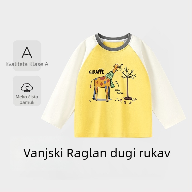 Dječje majice s dugim rukavima i okruglim izrezom, 100% pamuk, za uzrast 3–8 godina, proljeće i jesen