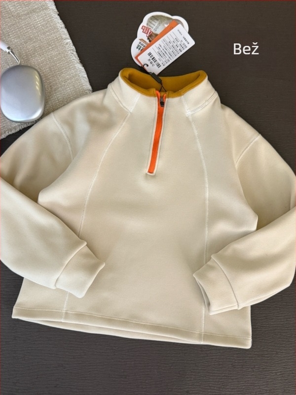 Dječji sportski top za vanjske aktivnosti sa stojećim ovratnikom i poluzipom; brzo se suši, prozračan, odvodi vlagu, s reflektirajućim detaljima; unisex; 7–12 godina; proljeće i jesen