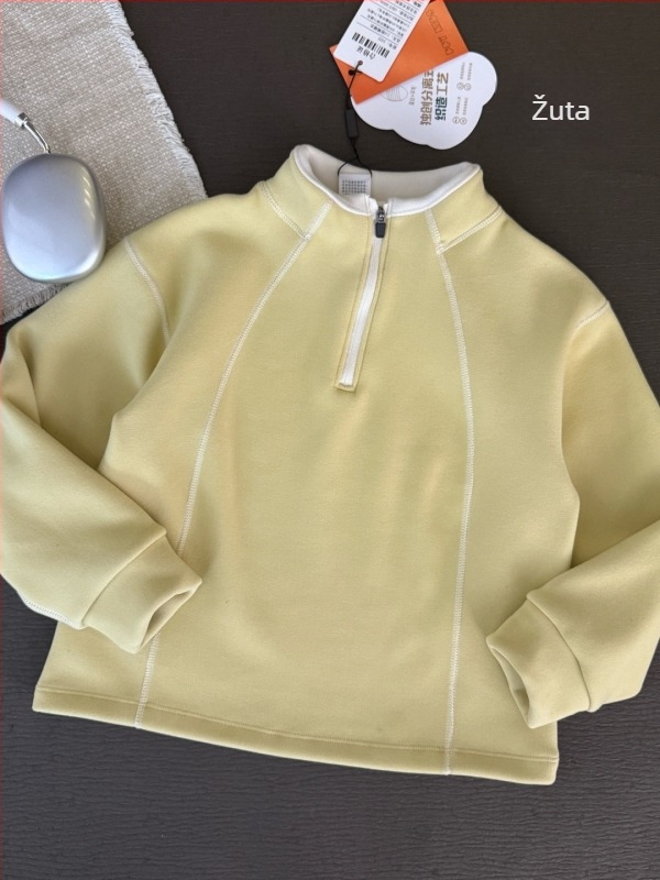 Dječji sportski top za vanjske aktivnosti sa stojećim ovratnikom i poluzipom; brzo se suši, prozračan, odvodi vlagu, s reflektirajućim detaljima; unisex; 7–12 godina; proljeće i jesen