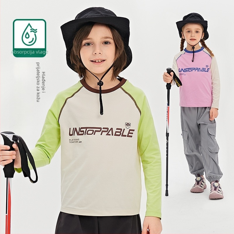 Dječji Raglan top s dugim rukavima, brzo sušenje, unisex, poliestersko prozračan, proljeće-ljeto-jesen, sportska odjeća za trčanje