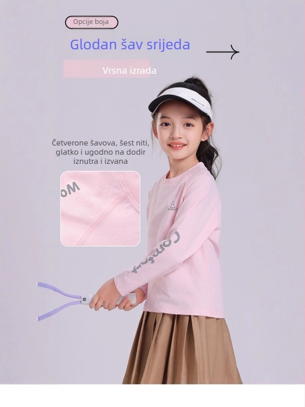 Dječji dugi rukav sportski top s brzo sušećim materijalom, unisex, poliester, mekani dodir (proljeće‑jesen)