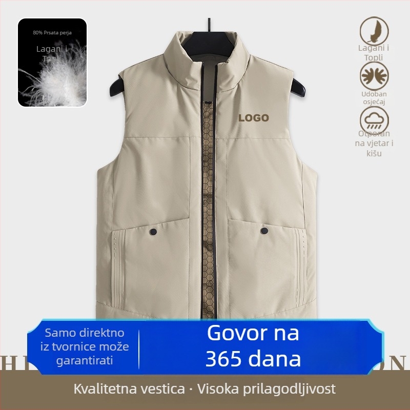 Radna vest Corduroy pamuka s prugastim uzorkom, stojeći ovratnik, dvostruko kopčanje, bočni džepovi