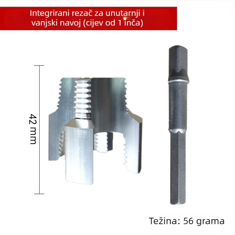 Alat za navojenje cijevi s unutarnjom i vanjskom integracijom, od ugljičnog čelika (Format: Formula; 1 komplet; Za kućnu upotrebu; Kompatibilno s PPR/PE cijevima)