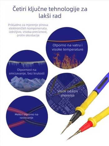 Testna olovka za multimetar s iglom od nehrđajućeg čelika i silikonskim držajem – univerzalni alat za demontažu za kućnu upotrebu