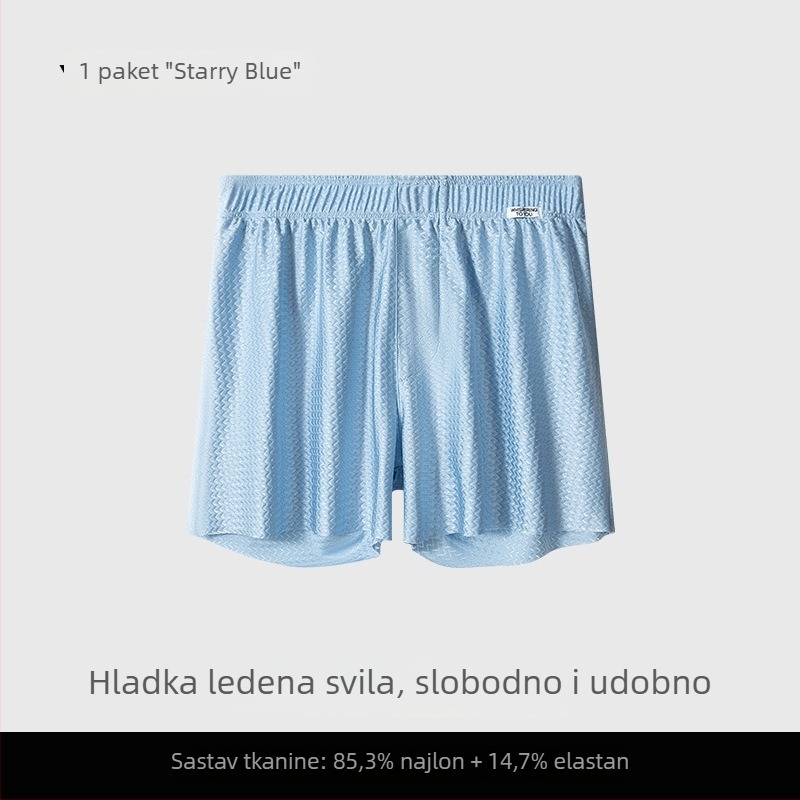 Muške hlače za spavanje, prozračne, srednji pojas, pletene, glavni materijal nylon 80–90%, podstava prepona od viskoze 30–50%, kućna upotreba, udoban slobodan kroj