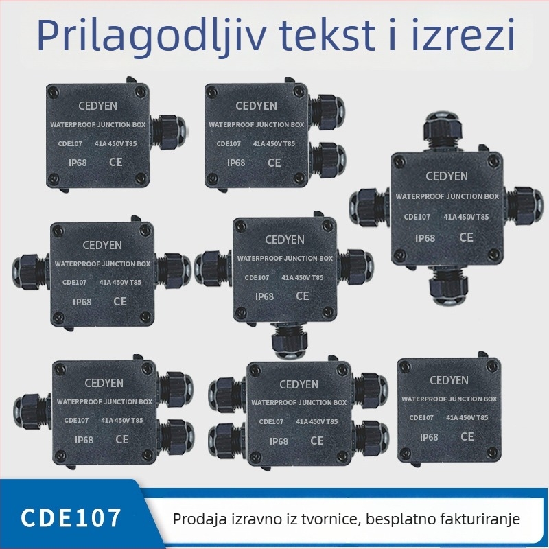 Vodootporna kutija za spojeve CDE107 – za spajanje kablova, kutija za čip te spoj za ugrađenu lampu, kućište od polikarbonata