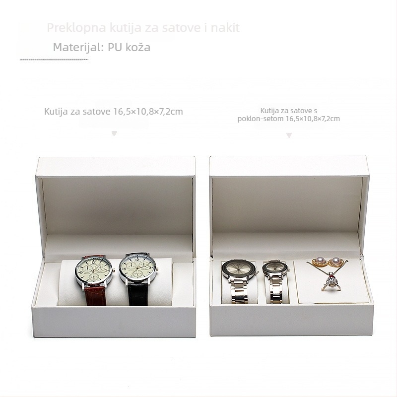 Dvostruka kutija za satove s jastučićem – PU koža, pakiranje nakita, poklon kutija