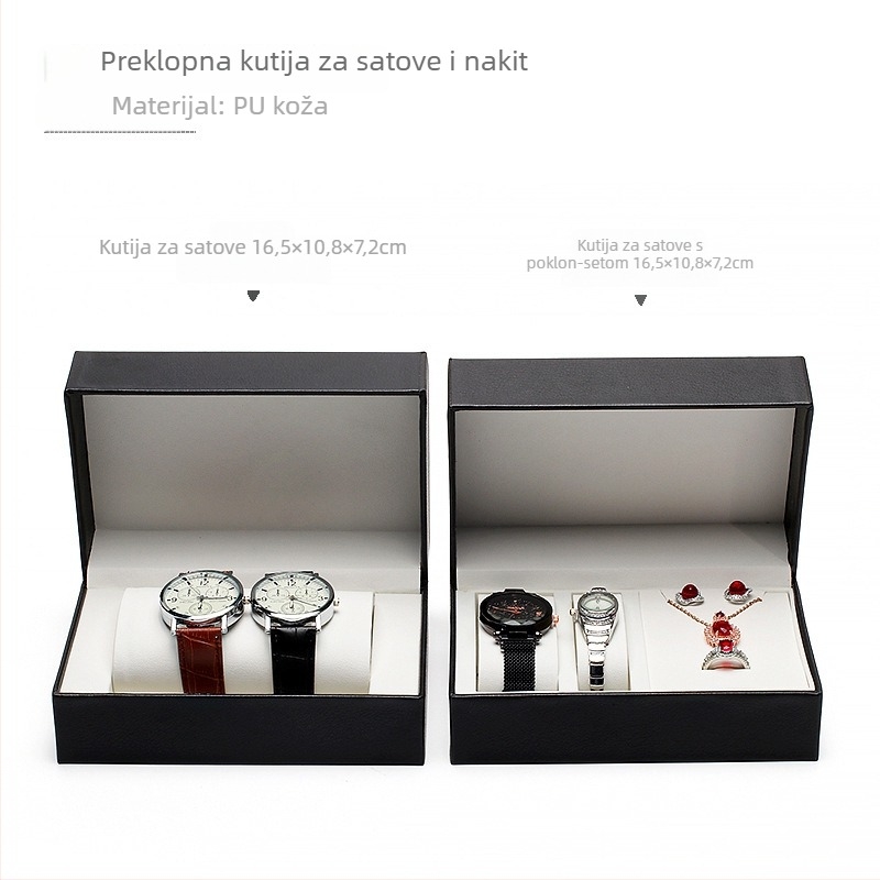 Dvostruka kutija za satove s jastučićem – PU koža, pakiranje nakita, poklon kutija