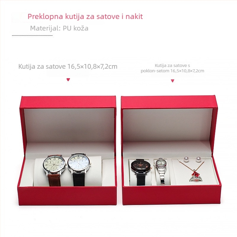Dvostruka kutija za satove s jastučićem – PU koža, pakiranje nakita, poklon kutija