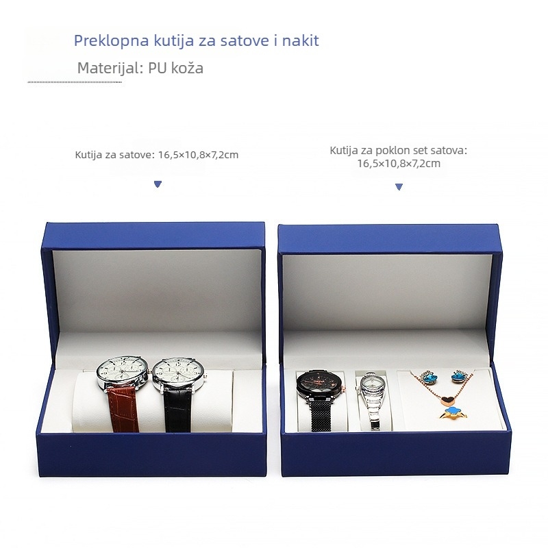 Dvostruka kutija za satove s jastučićem – PU koža, pakiranje nakita, poklon kutija