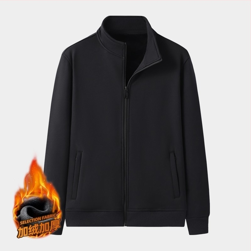 Muško jakna- kardigan sa stojećim ovratnikom i zatvaračem, fleece tkanina, poliester 96%+, ravni kroj, bočni džepovi, dugi rukavi