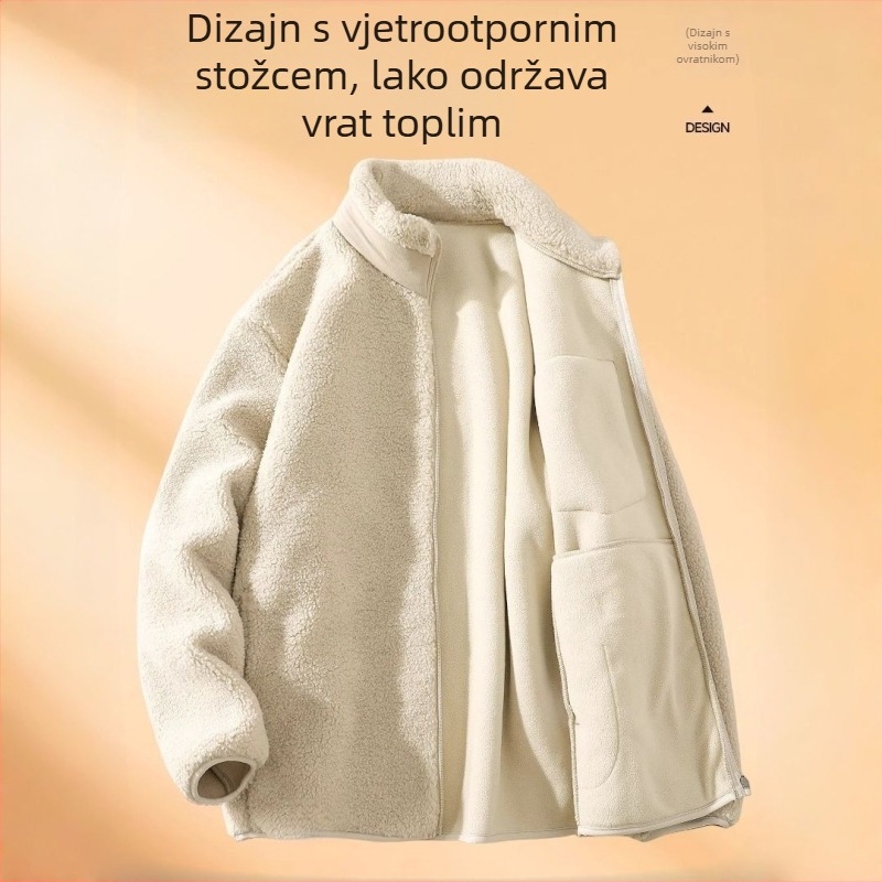 Muško zimsko jakna s kapuljom, vuneni vanjski sloj i podstava od kuniće dlake, mladenački stil
