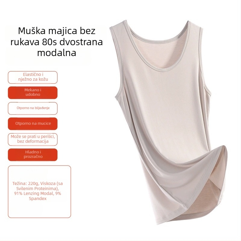 Muški bezrukavni top od modal vlakna, 80-ih, dvostrano, uskog kroja, jednobojni sportski top