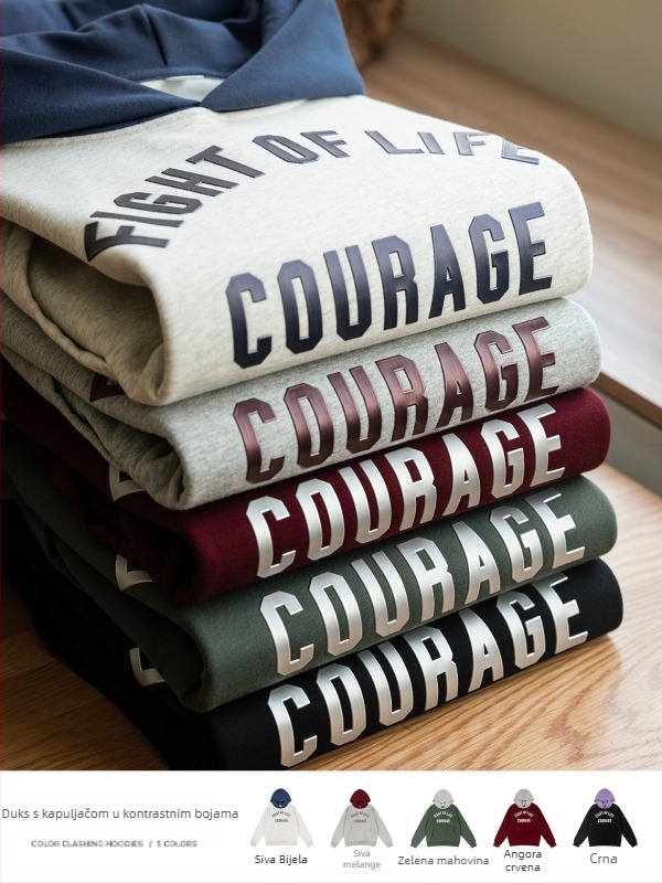 Ženski debeli hoodie s kapuljom, color-block dizajn, opuštena silueta, pamuk-fleece za jesen-zimu