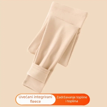 Trudničke hlače s flis podlogom, debeli, visok pojas, slobodan kroj, za jesen i zimu