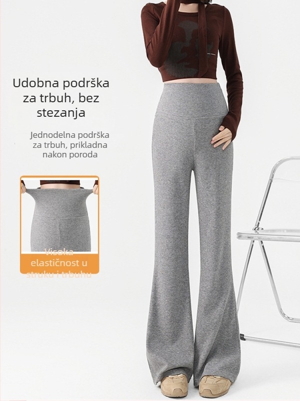 Hlače za trudnice – slobodna silueta, jesen-zima model 2025 (Poliester 90-95%, Srednja debljina, Mikroelastičnost, Slobodna silueta)