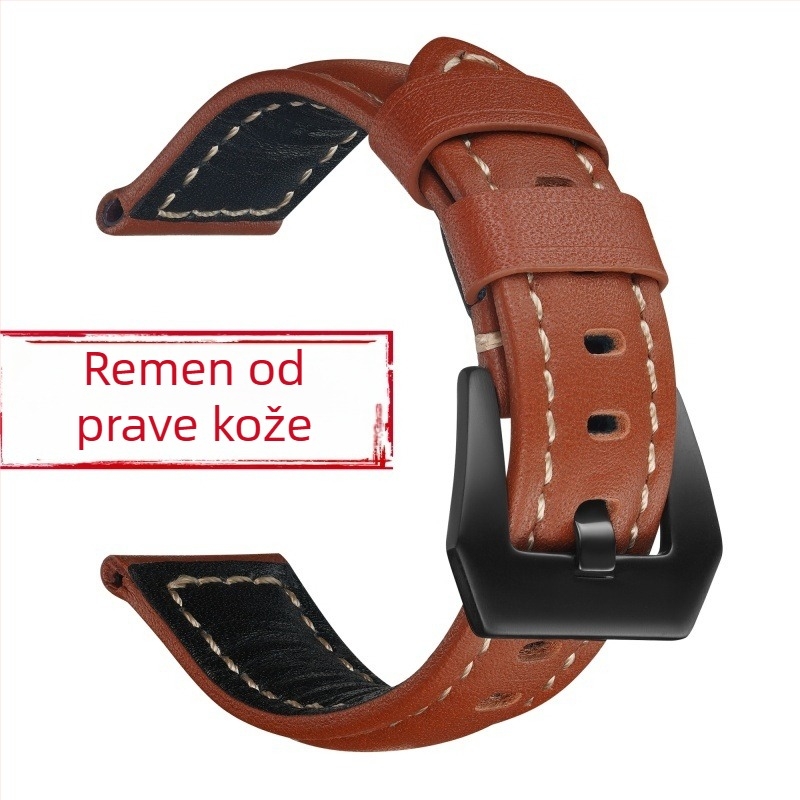 Remen za sat od kože prvog sloja teleće kože, ručno izrađen, udoban i mekan, kompatibilan s Versa 2 i Xiaomi 8/9