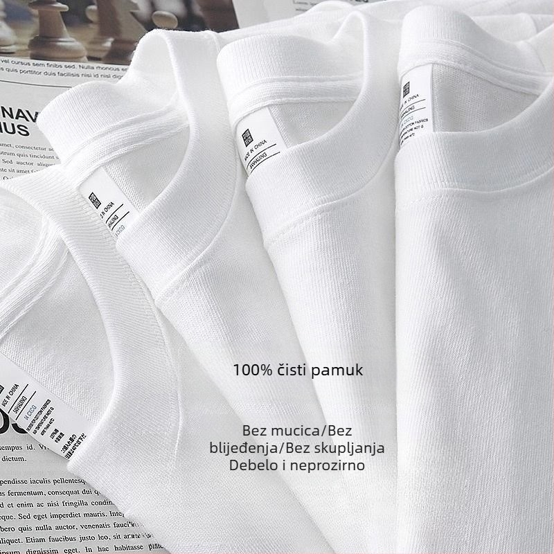 Teška 100% pamuk kratkih rukava majica, jednobojna, klasična i svestrana, okrugli izrez, opuštena silueta, muška velika veličina, ljeto