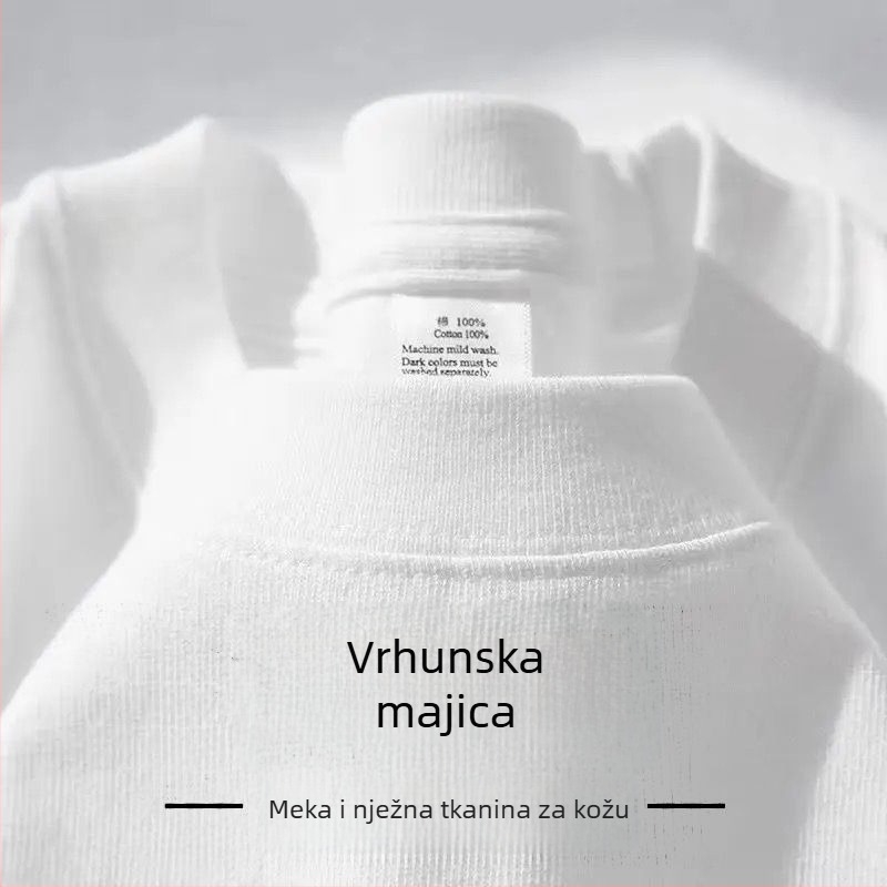 Teška 100% pamuk kratkih rukava majica, jednobojna, klasična i svestrana, okrugli izrez, opuštena silueta, muška velika veličina, ljeto