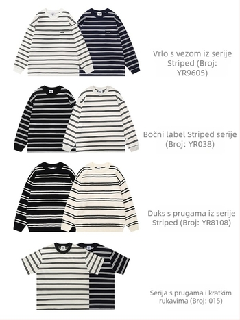 Majica kratkih rukava, japanski vintage stil, prugasti uzorak, crewneck, širok kroj, 260 g teški pamuk