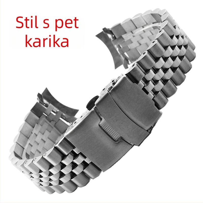 Nerđajući čelični kaiš za sat SKX007/009, širina 20–22 mm, ronilačka sigurnosna kopča s tri perlice