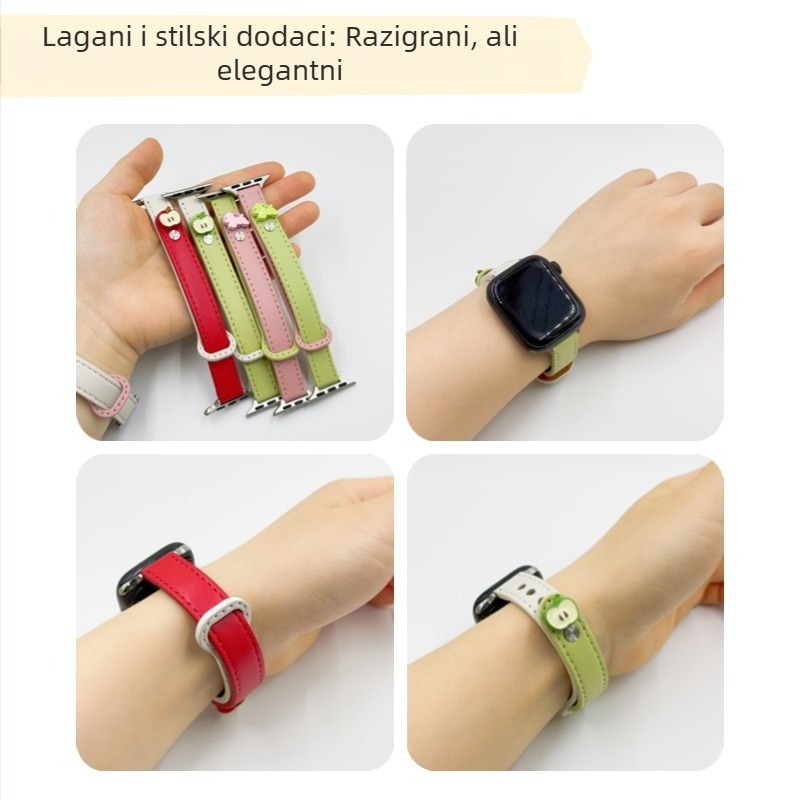 Kožni remen za Apple Watch – dvostruka kopča, kontrastne boje, tanak, moderan ljetni ženski model