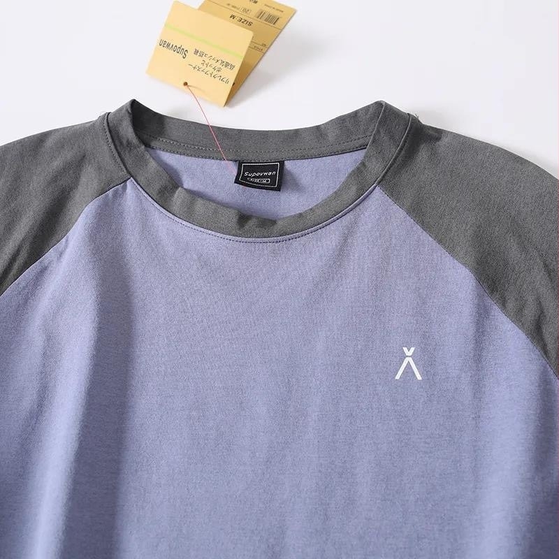 Planinski stil za outdoor aktivnosti: dugi rukav, sportski T-shirt s blokom boja za planinarenje i vožnju bicikla, okrugli izrez, ležeran kroj