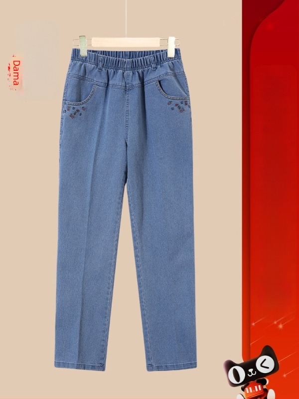 Ženske široke hlače od poliestera sa vezom, mikro-elastične, casual japansko-korejski stil