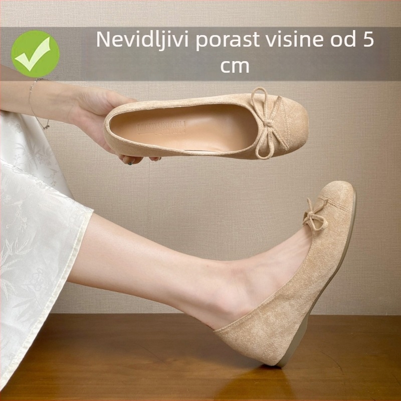 Baletanke s povećanjem visine od 5 cm, kvadratni nos, PU gornji dio, unutarnja lažna koža, slip-on
