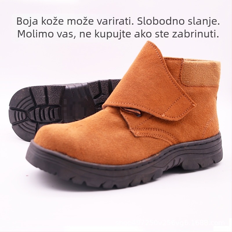 Čizme za zavarivanje s visokim vrhom i čeličnim prstom, teleća koža, gumena đon, kožna podstava