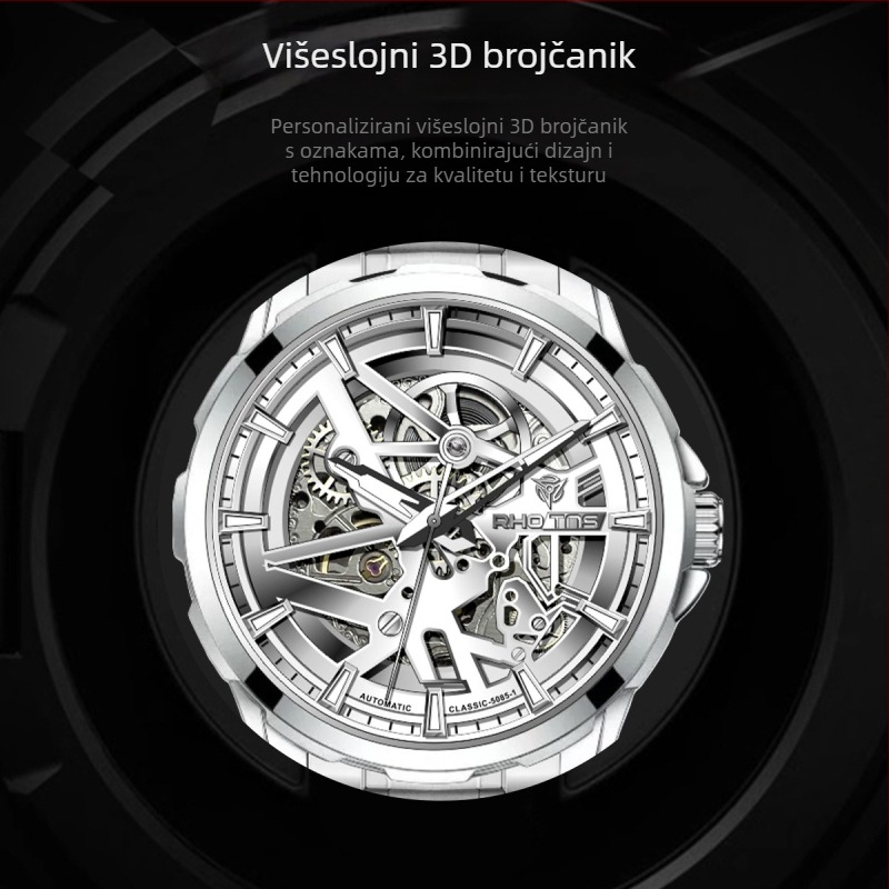 Muški automatski sat s tourbillonom, kožni kaiš, vodootporan do 30 m