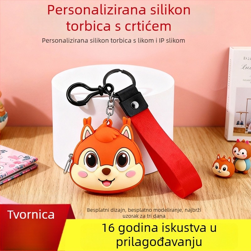 Silikonska novčanik za djecu i učenike — crtić životinjski uzorak, zatvarač, pretinac za novčiće, prilagodljivo