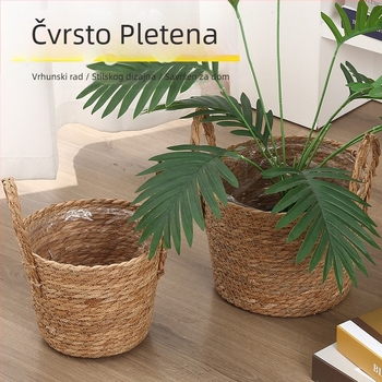 Košara za cvijeće od bulrush, moderna posuda za biljke, tkanje polu ručno i polu mehanički, dekorativno