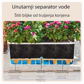 Saksija s automatskim zalijevanjem, pravokutnog oblika od PP plastike, izdržljiva, za balkon, postavljena na pod