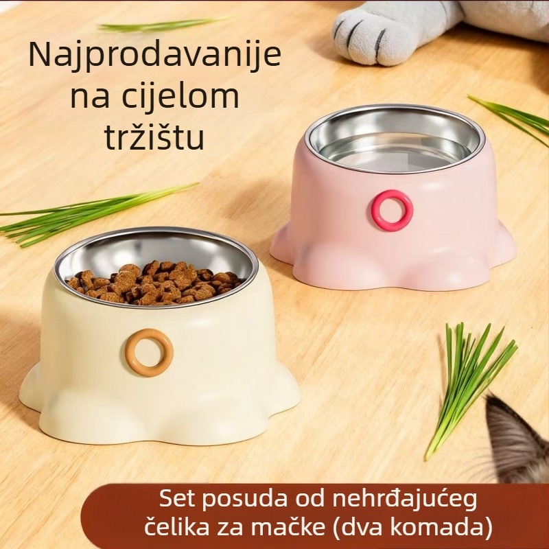 Posuda za mačke s anti-tip držačem, nagnuti otvor, visoka noga za zaštitu vrata, PP materijal