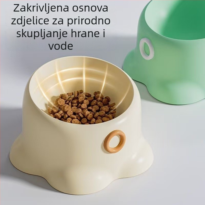 Posuda za mačke s anti-tip držačem, nagnuti otvor, visoka noga za zaštitu vrata, PP materijal