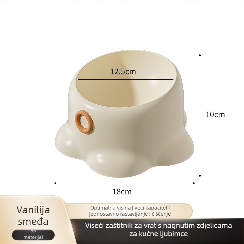 Posuda za mačke s anti-tip držačem, nagnuti otvor, visoka noga za zaštitu vrata, PP materijal
