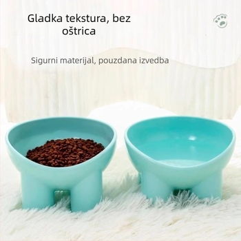 Mačji tanjur za hranu na visokom postolju s nagnutim otvorom i zaštitom vrata u obliku elefantove noge, PP plastika