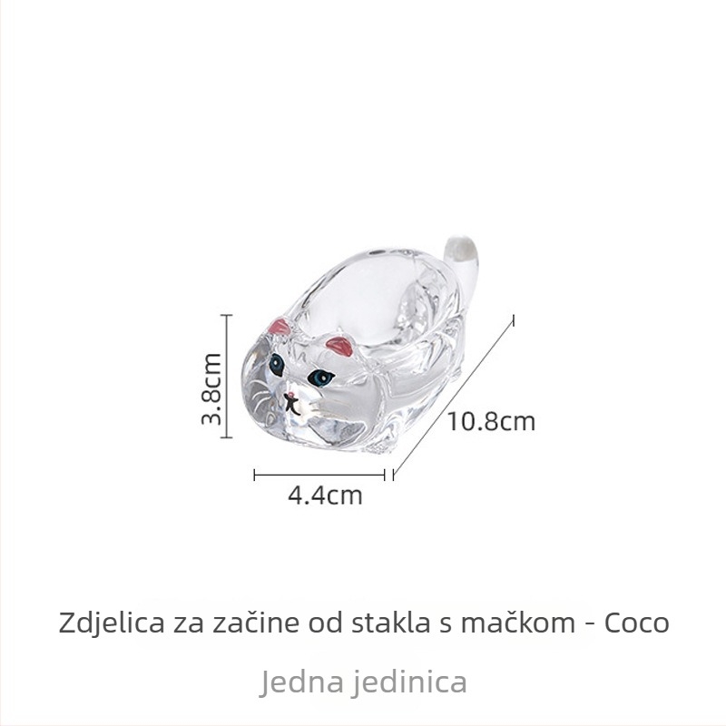 Staklena posuda za umake s mačjim motivom, nepravilnog oblika, kreativni stil, otporna na toplinu, ručno crtana površina