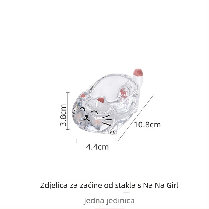 Staklena posuda za umake s mačjim motivom, nepravilnog oblika, kreativni stil, otporna na toplinu, ručno crtana površina